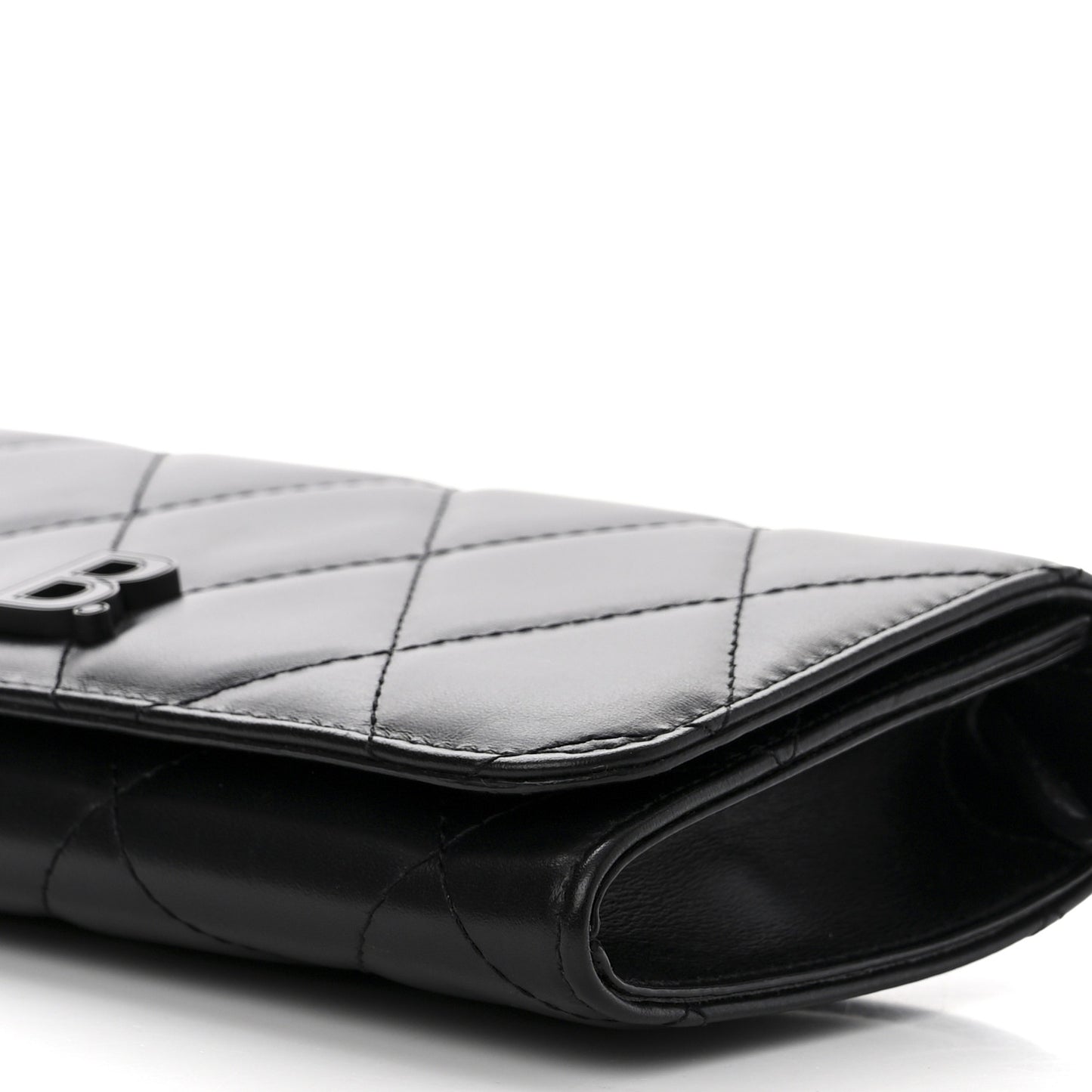 Nappa Calfskin Quilted Touch B Phone Holder With Strap Black
