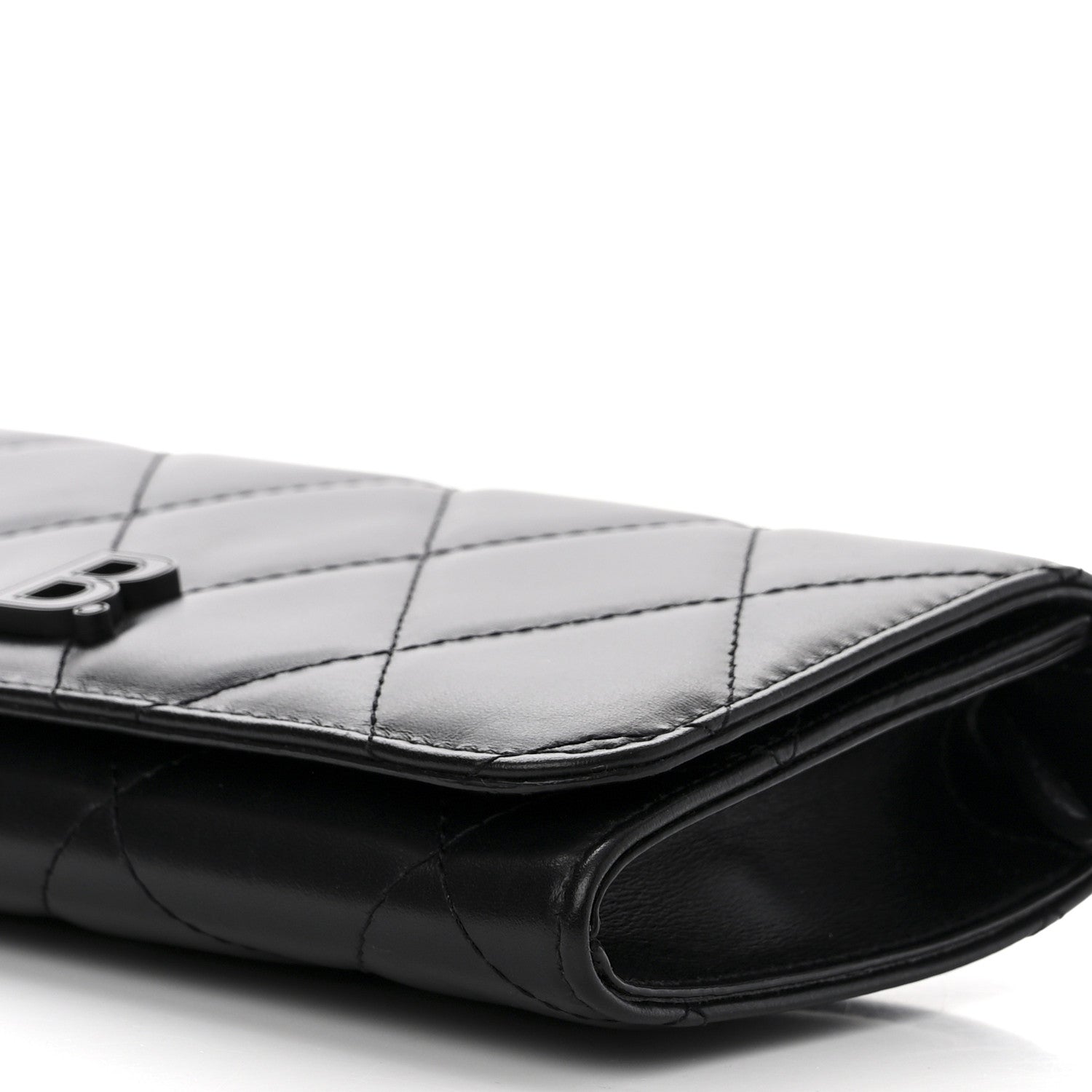 Balenciaga Nappa Calfskin Quilted Touch B Phone Holder With Strap Black 9 of 10