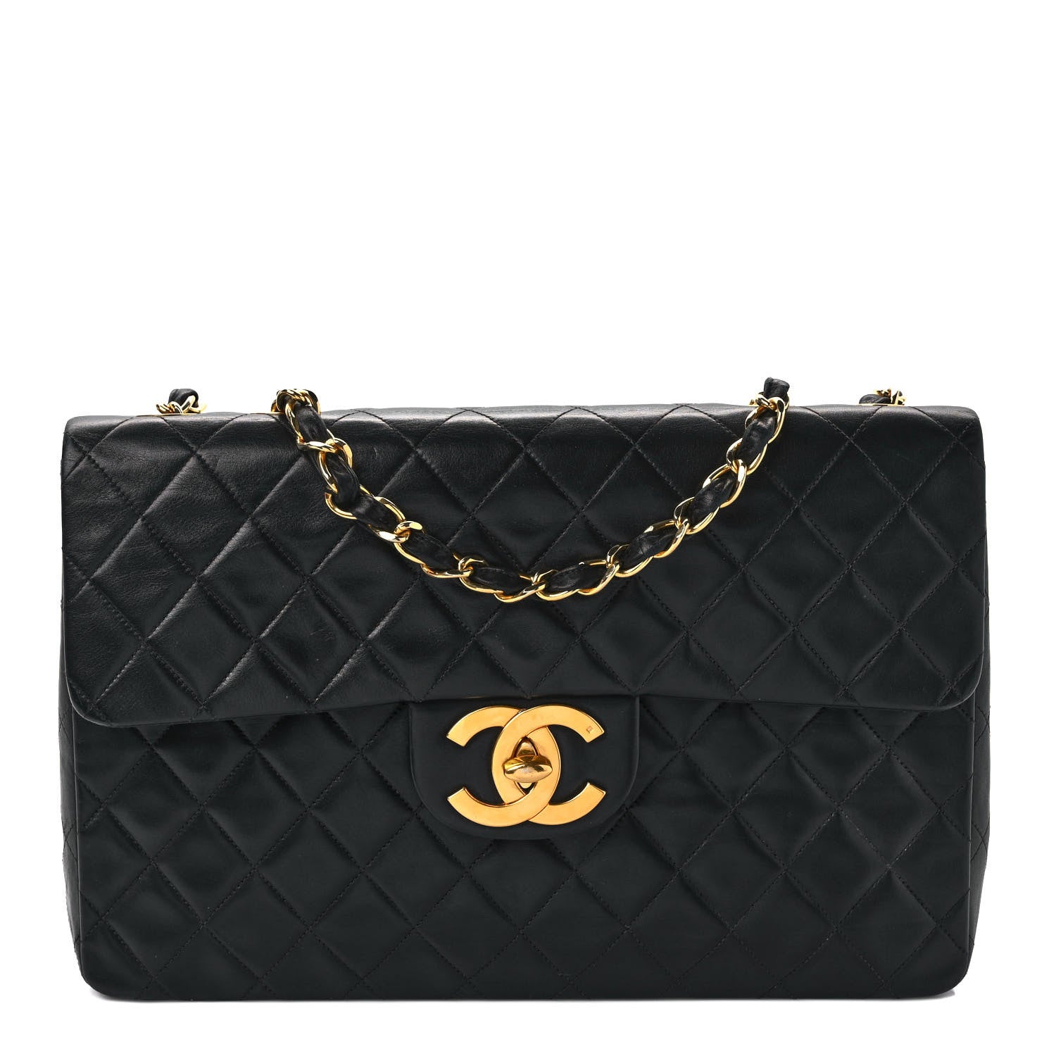 Chanel Lambskin Quilted XL Jumbo Single Flap Black 1 of 12