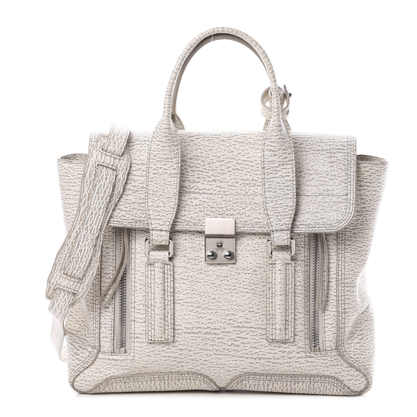 3.1 Textured Calfskin Medium Pashli Satchel Ivory Dove