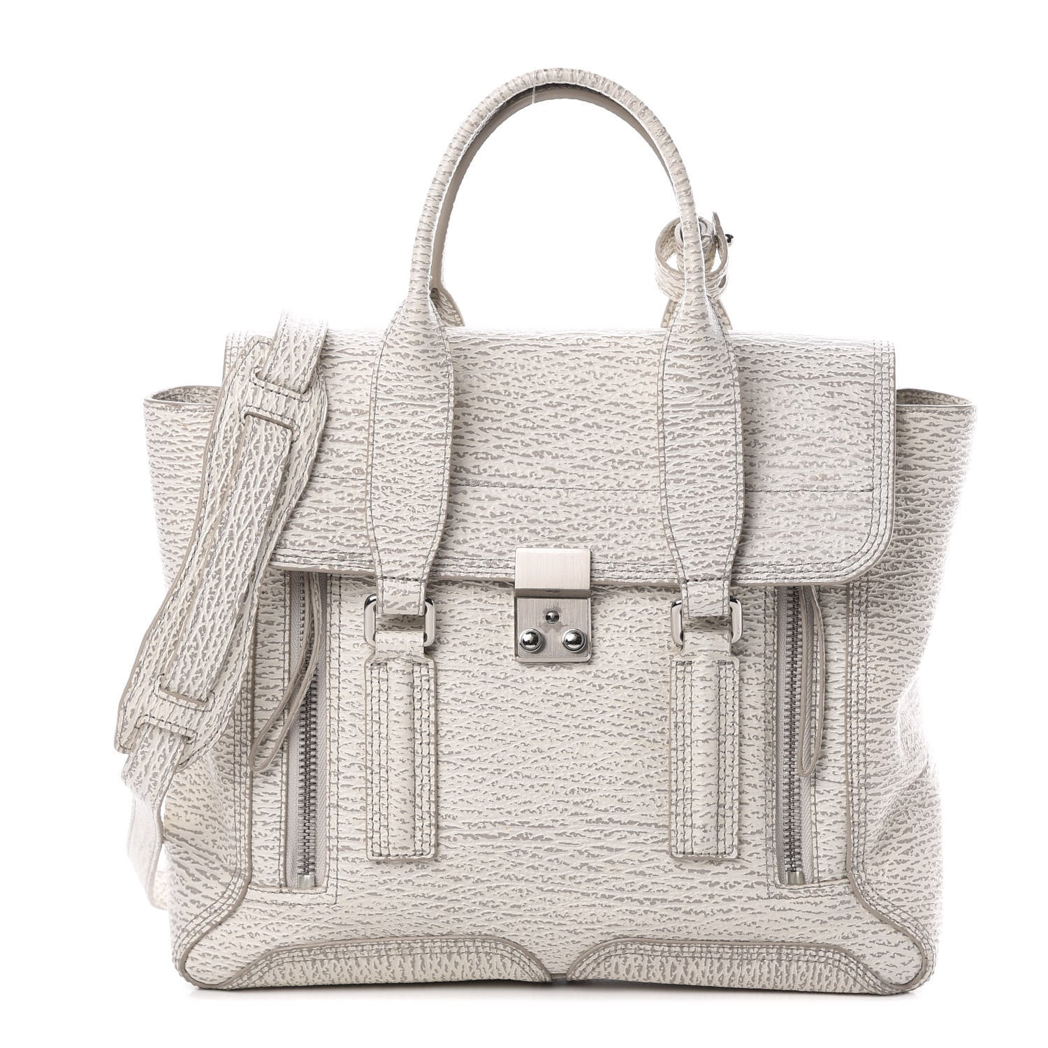 3.1 Phillip Lim 3.1 Textured Calfskin Medium Pashli Satchel Ivory Dove 1 of 14