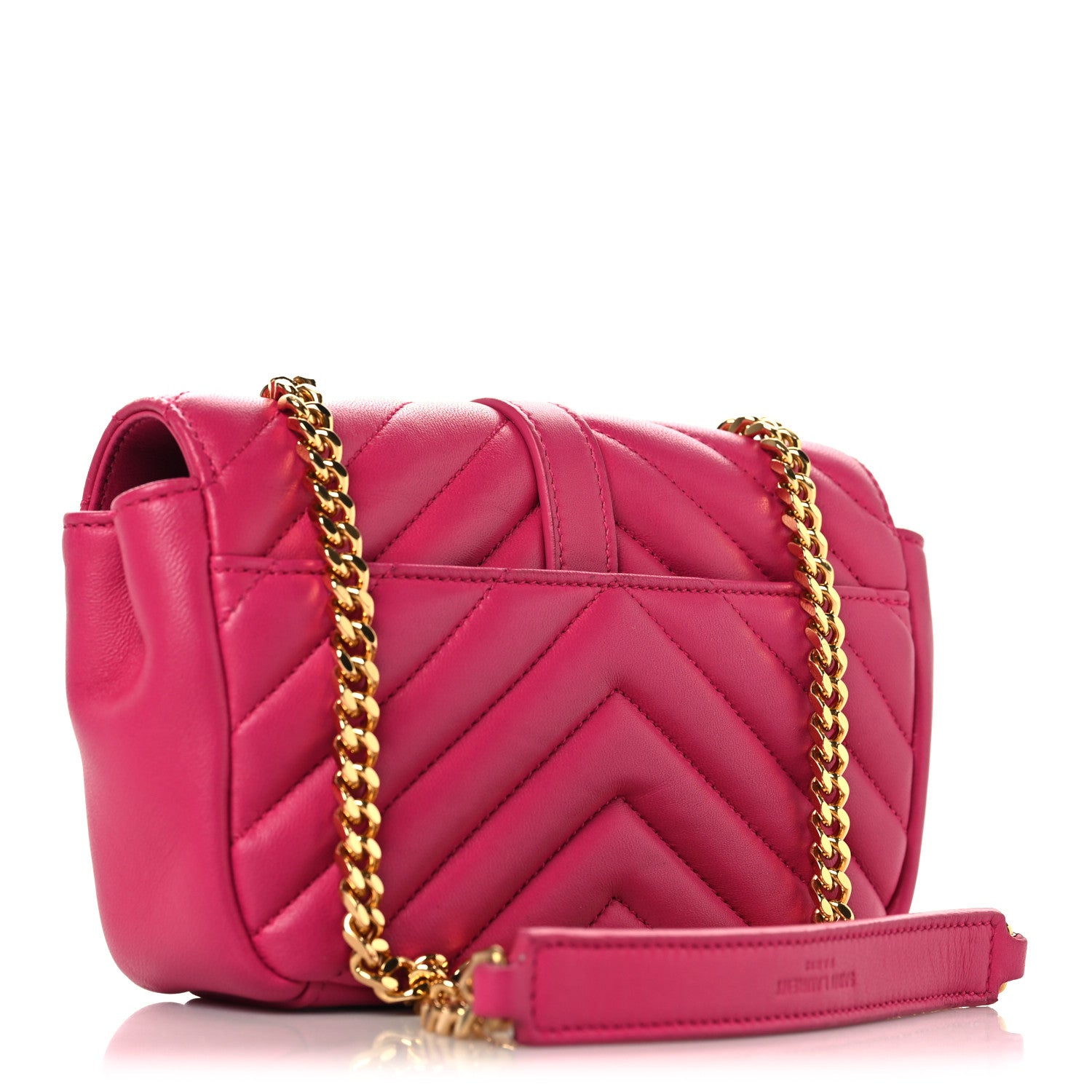 Saint Laurent Calfskin Matelasse Chevron Classic Monogram Baby Chain Bag Fuchsia 3 of 11