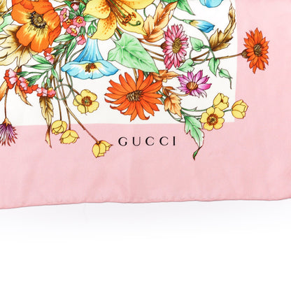 Gucci Silk Twill Eighties Bouquet Square Scarf Pink Ivory 4 of 4