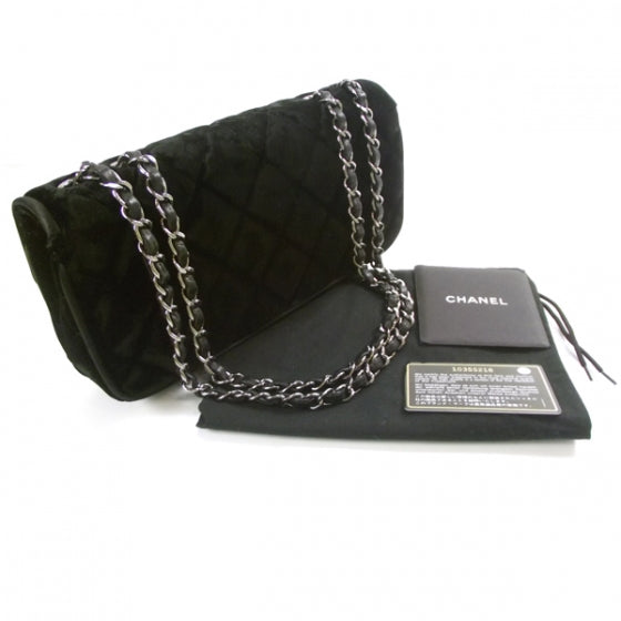 Velvet Quilted East West Flap Black