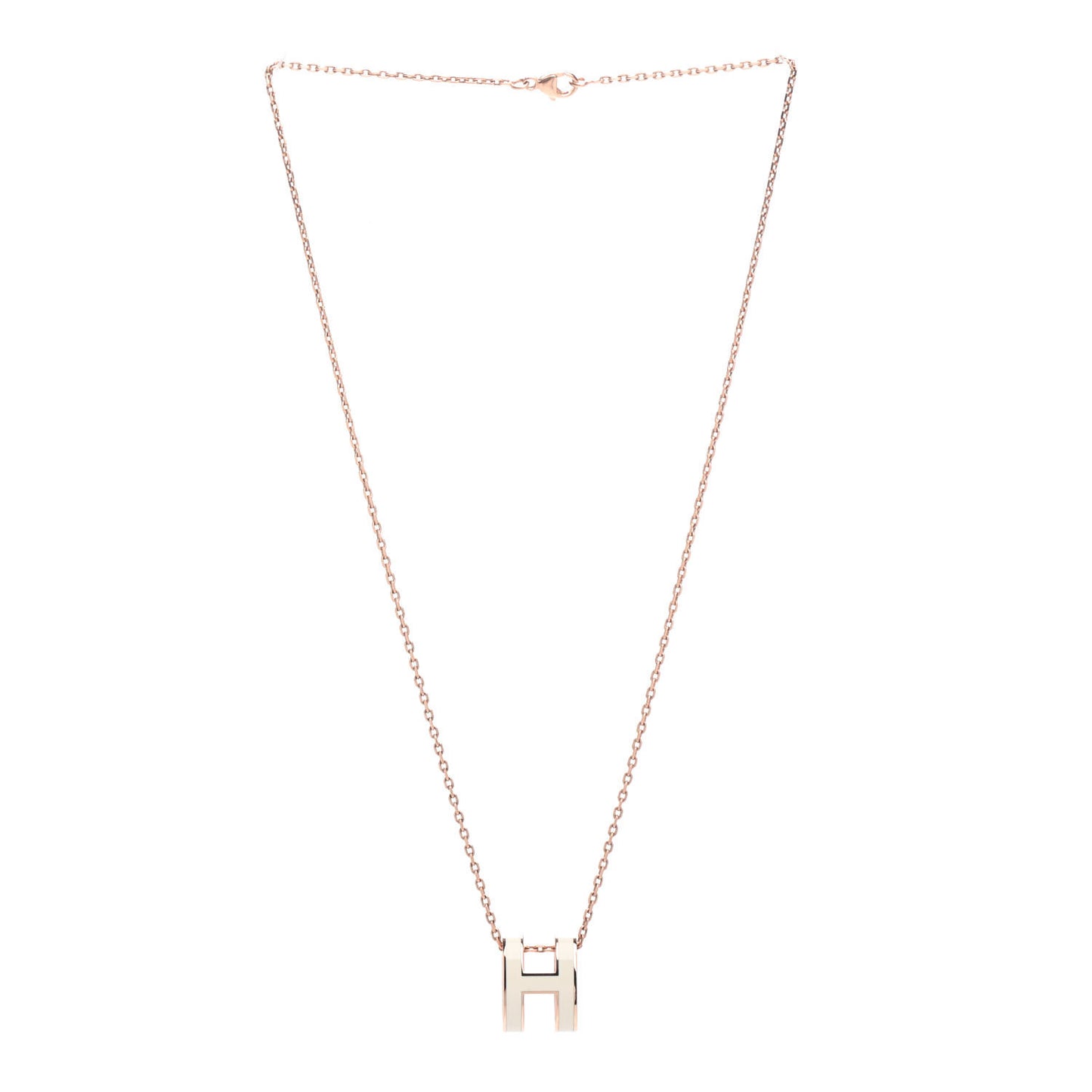 Lacquered Rose Gold Pop H Pendant Necklace White