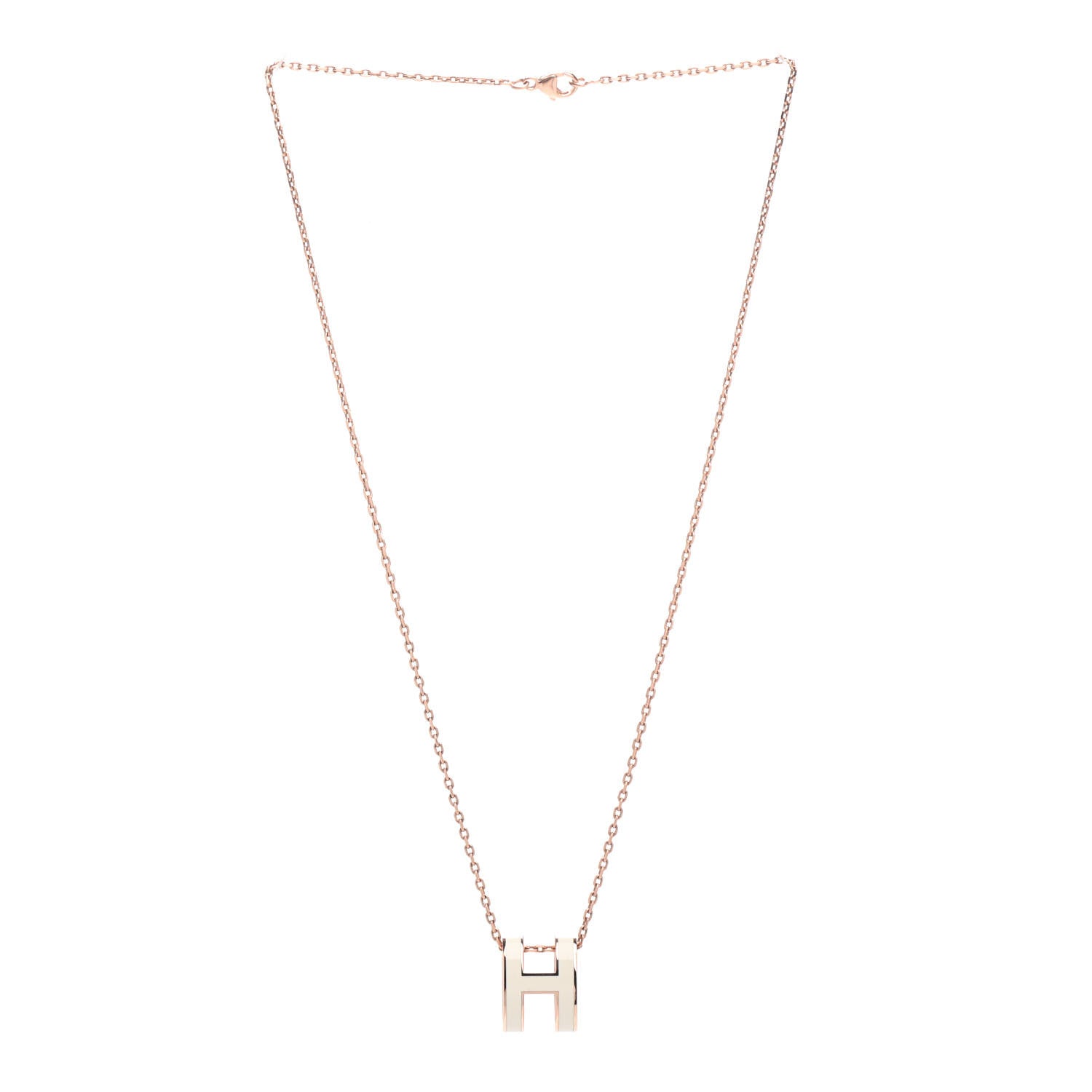 Hermes Lacquered Rose Gold Pop H Pendant Necklace White 3 of 5