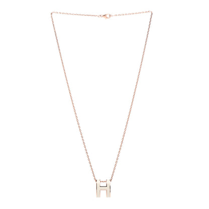 Hermes Lacquered Rose Gold Pop H Pendant Necklace White 3 of 5