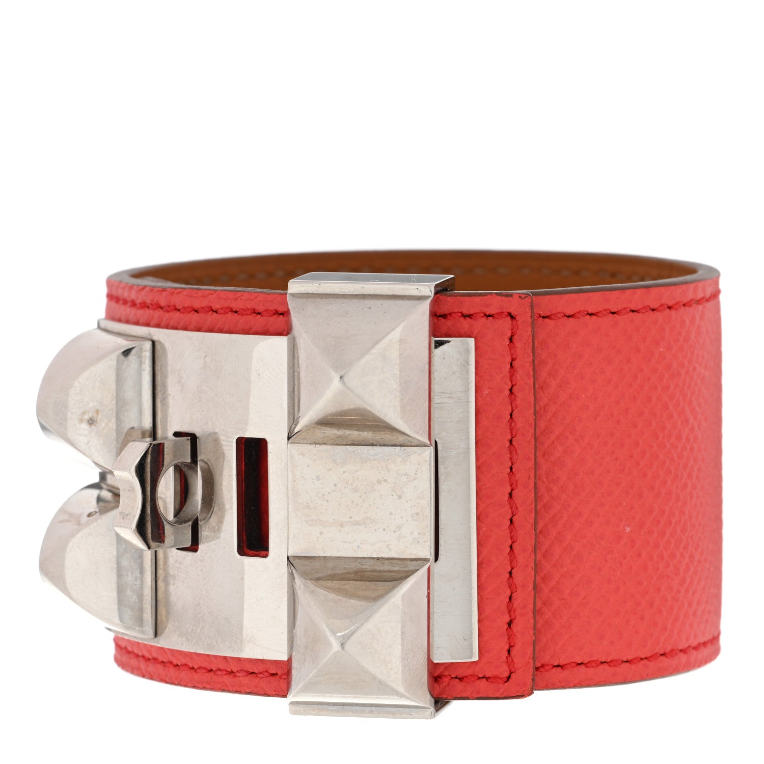 Hermes Epsom Collier de Chien CDC Bracelet S Rouge Pivoine 2 of 3