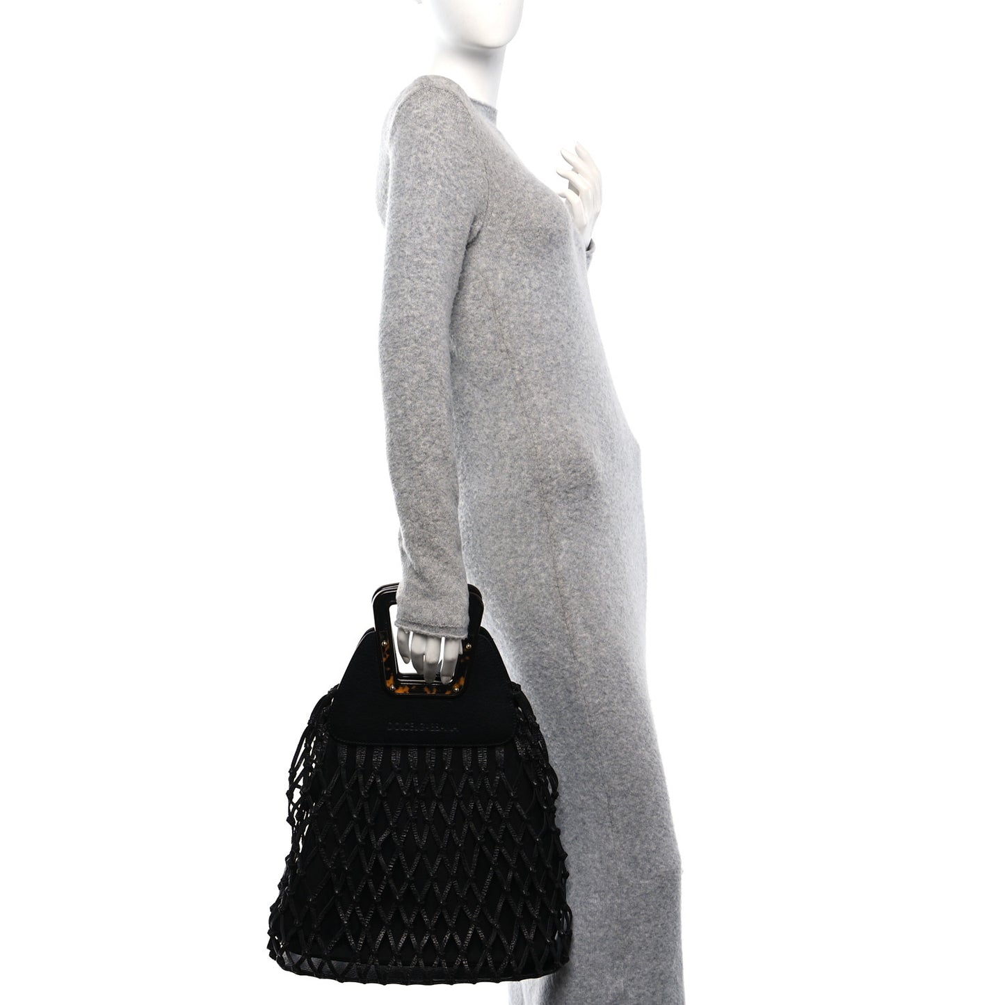 Calfskin Net Frame Tote Black