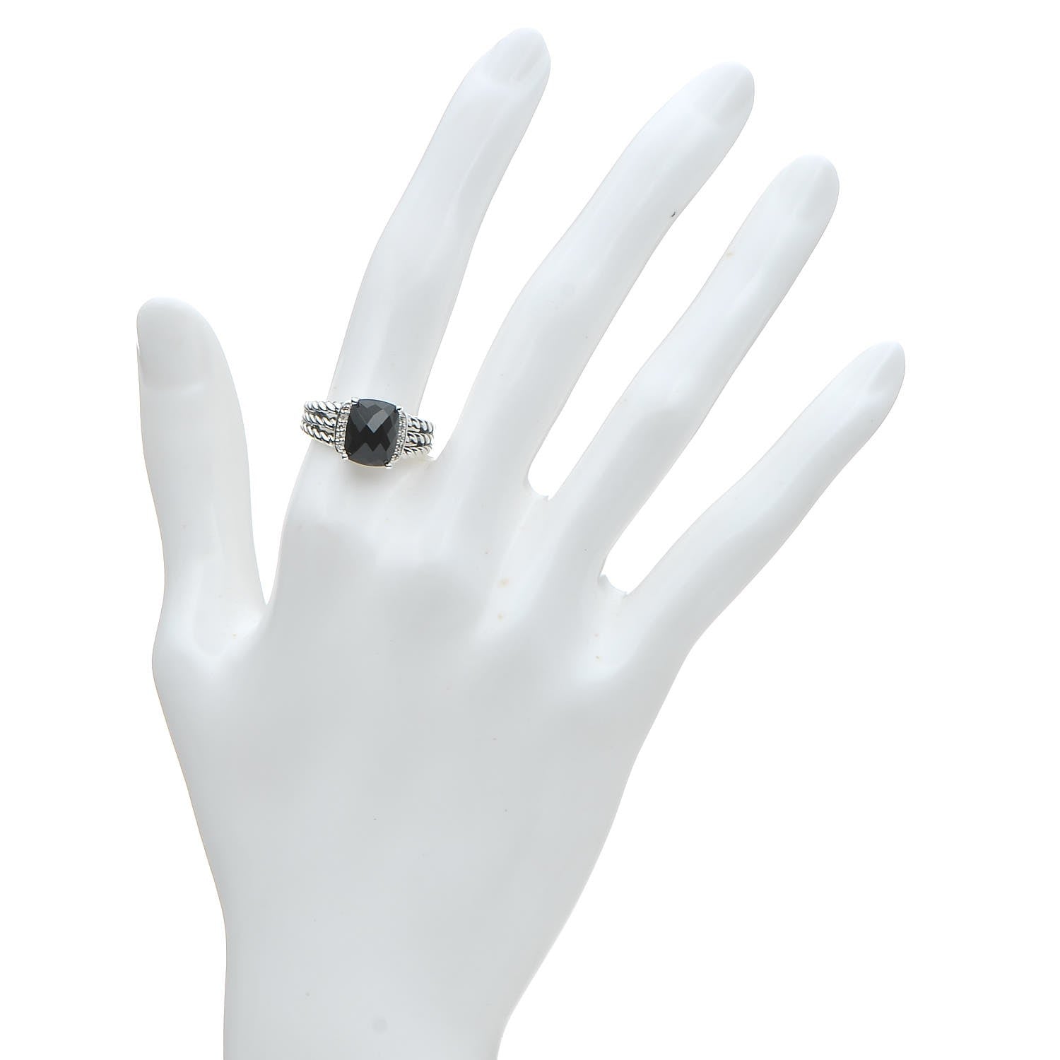 David Yurman Sterling Silver Diamond Black Onyx 10mm Petite Wheaton Ring 55 7.25 2 of 5