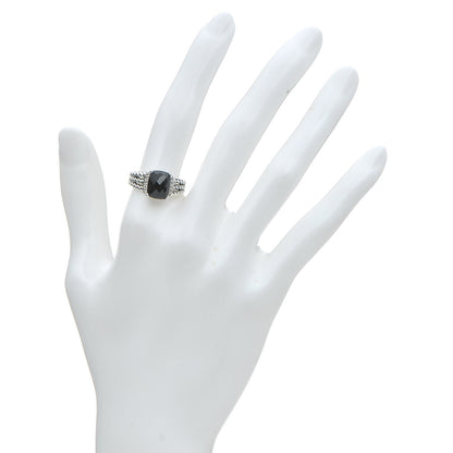 David Yurman Sterling Silver Diamond Black Onyx 10mm Petite Wheaton Ring 55 7.25 2 of 5