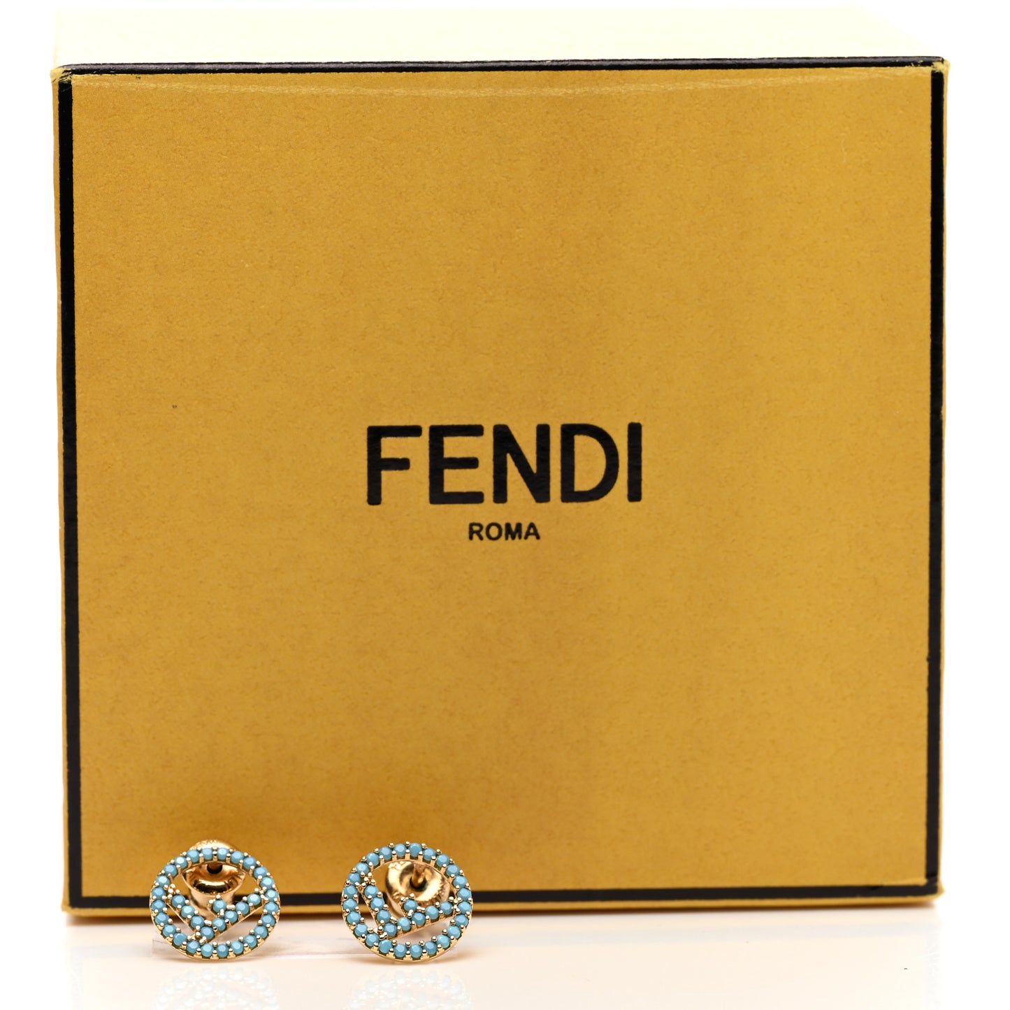 Metal Beaded F is Fendi Earrings Turquoise