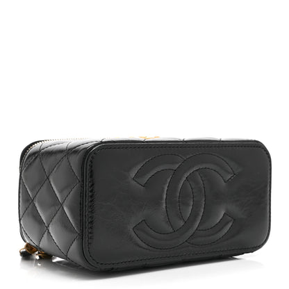 Chanel Shiny Lambskin Quilted Small Vanity Case With Chain Black 4 of 11