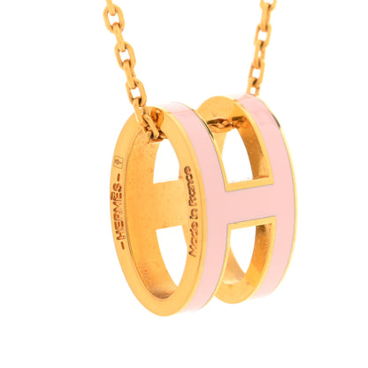 Hermes Lacquered Gold Pop H Pendant Necklace Rose Dragee 4 of 6