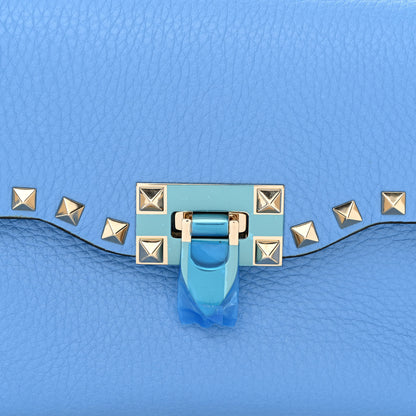 Valentino Garavani Pebbled Calfskin Medium Rockstud Flip Lock Crossbody Bag Denim 7 of 9