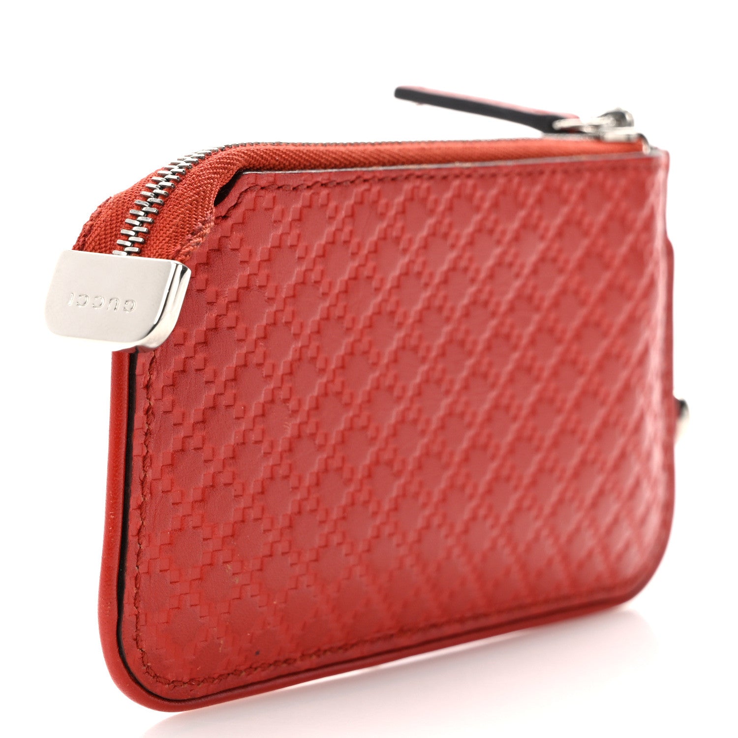 Gucci Calfskin Diamante Embossed Key Case Red 3 of 8