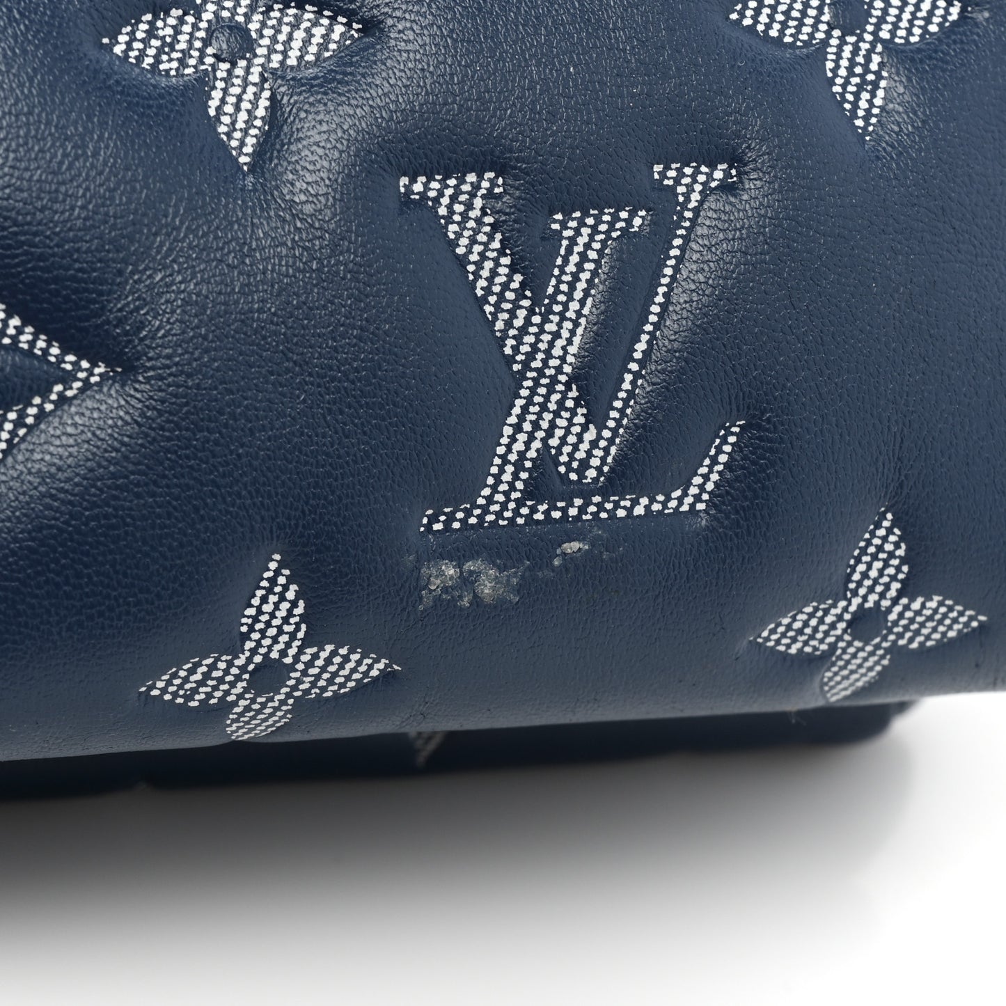 Lambskin Embossed Monogram Coussin PM Denim Blue