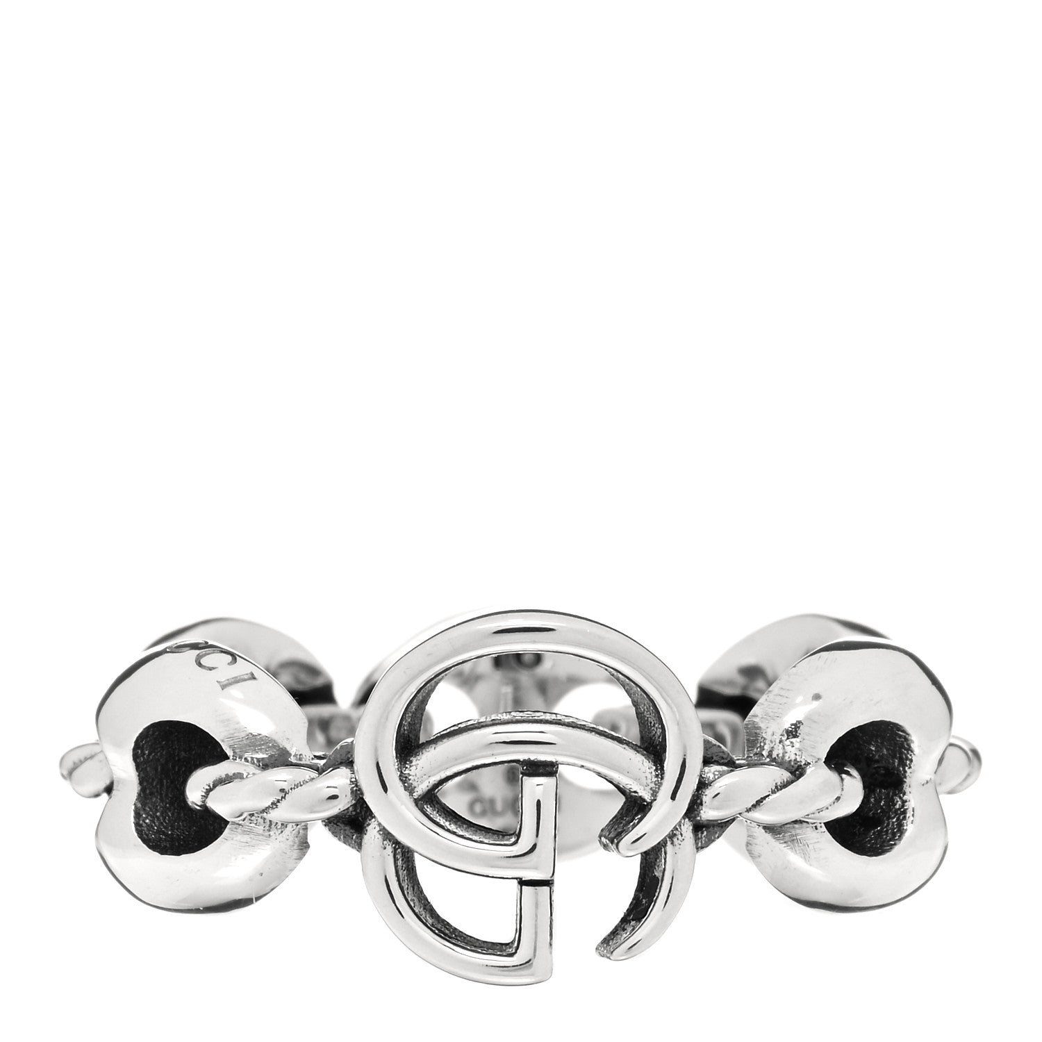 Gucci Sterling Silver GG Chain Ring 56 7.5 1 of 3
