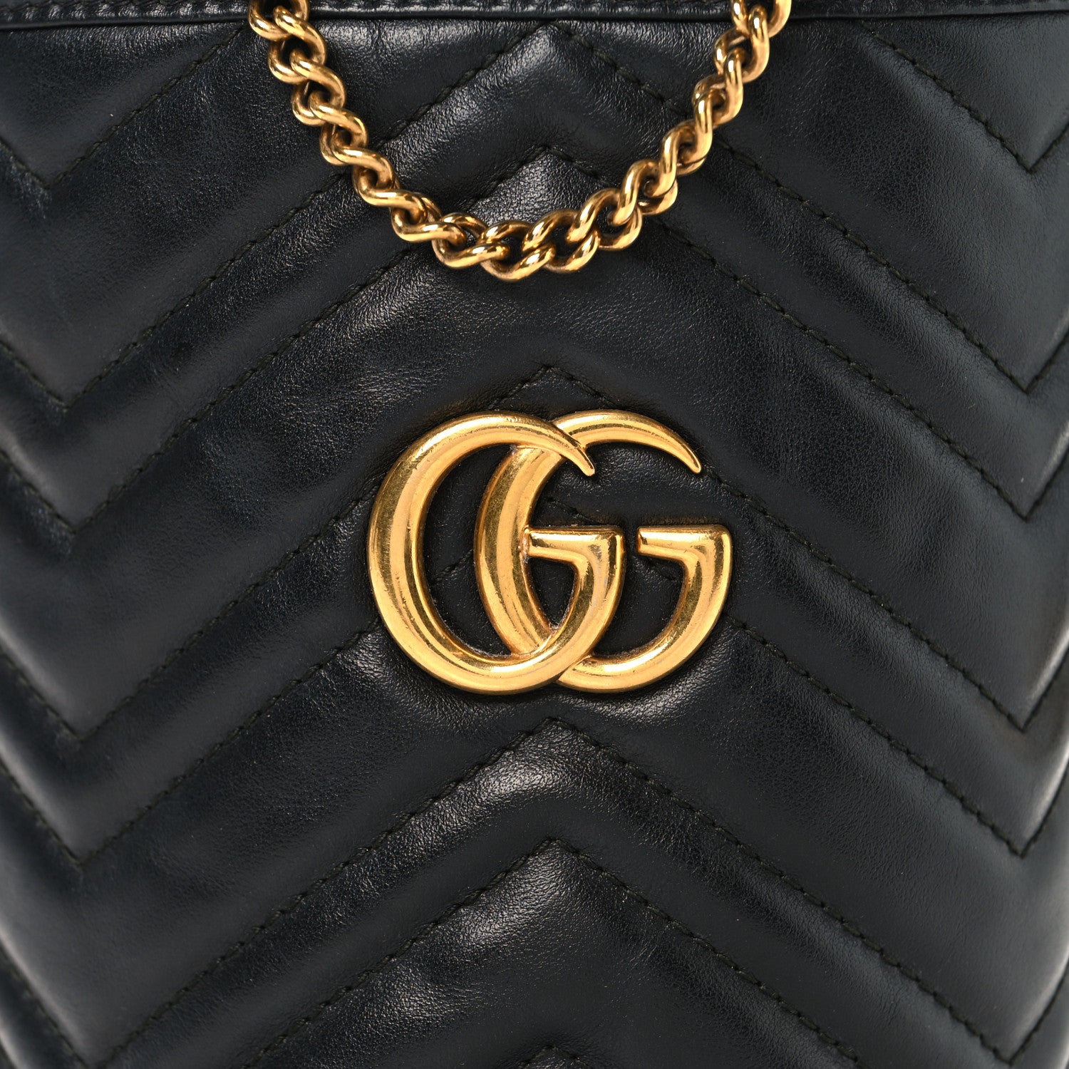 Gucci Calfskin Matelasse Mini GG Marmont 2.0 Bucket Bag Black 8 of 10