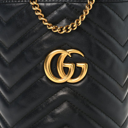 Gucci Calfskin Matelasse Mini GG Marmont 2.0 Bucket Bag Black 8 of 10