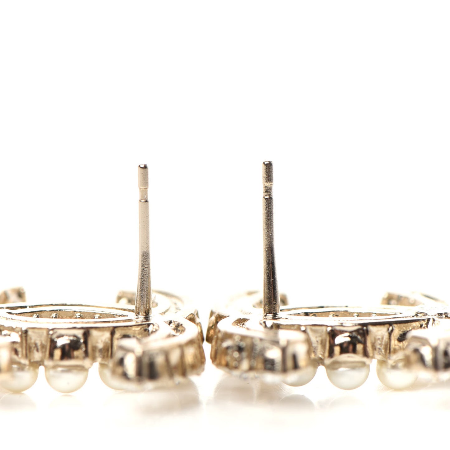 Crystal Pearl CC Dazzling Domino Earrings Gold