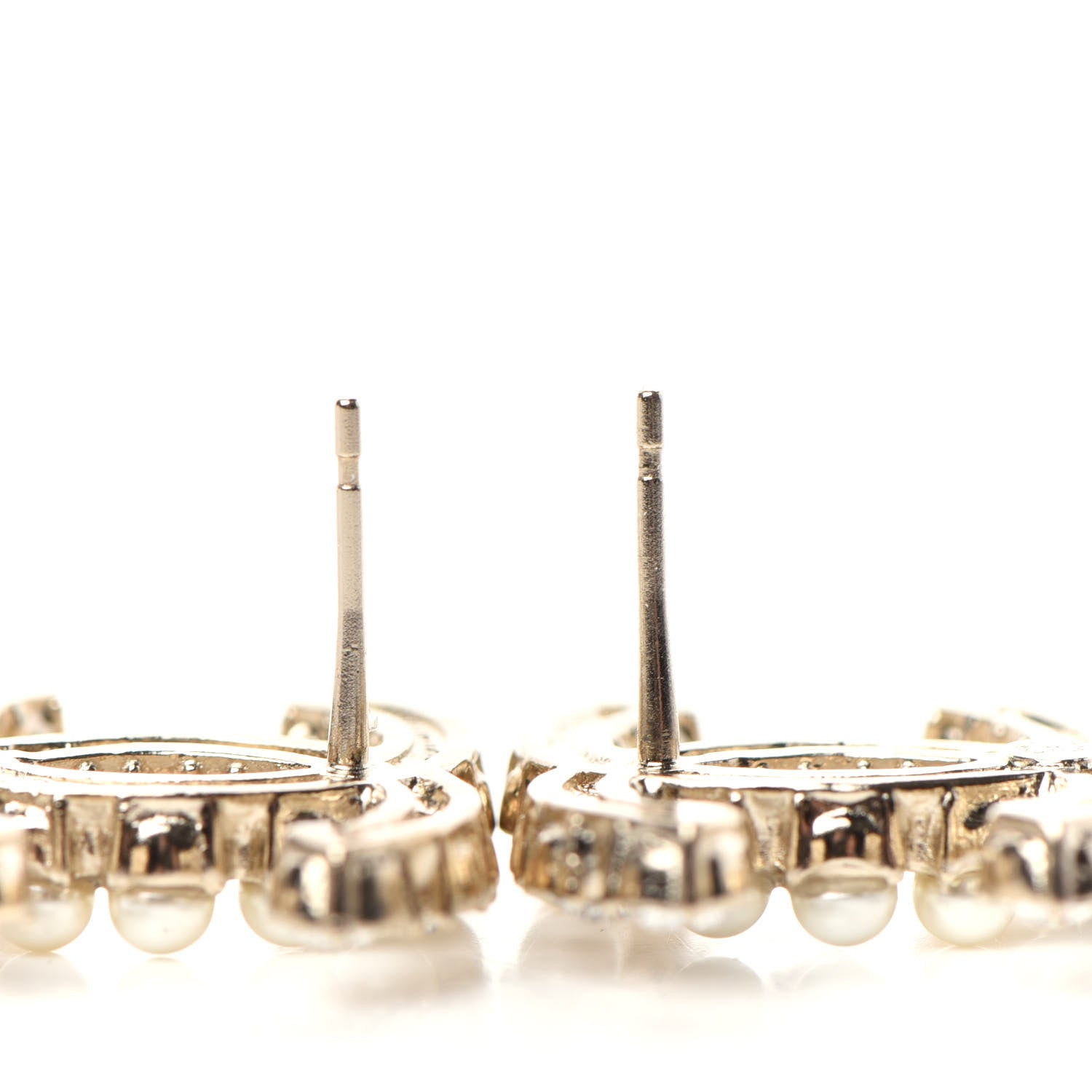 Chanel Crystal Pearl CC Dazzling Domino Earrings Gold 3 of 5