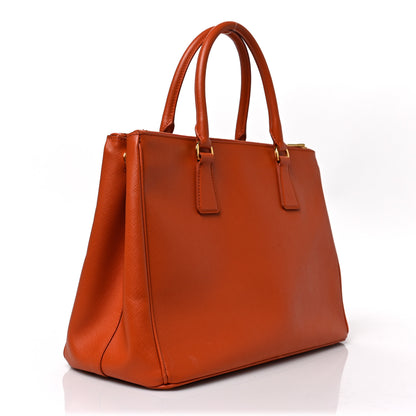 Prada Saffiano Lux Galleria Front Pocket Tote Papaya Cobalto 3 of 8
