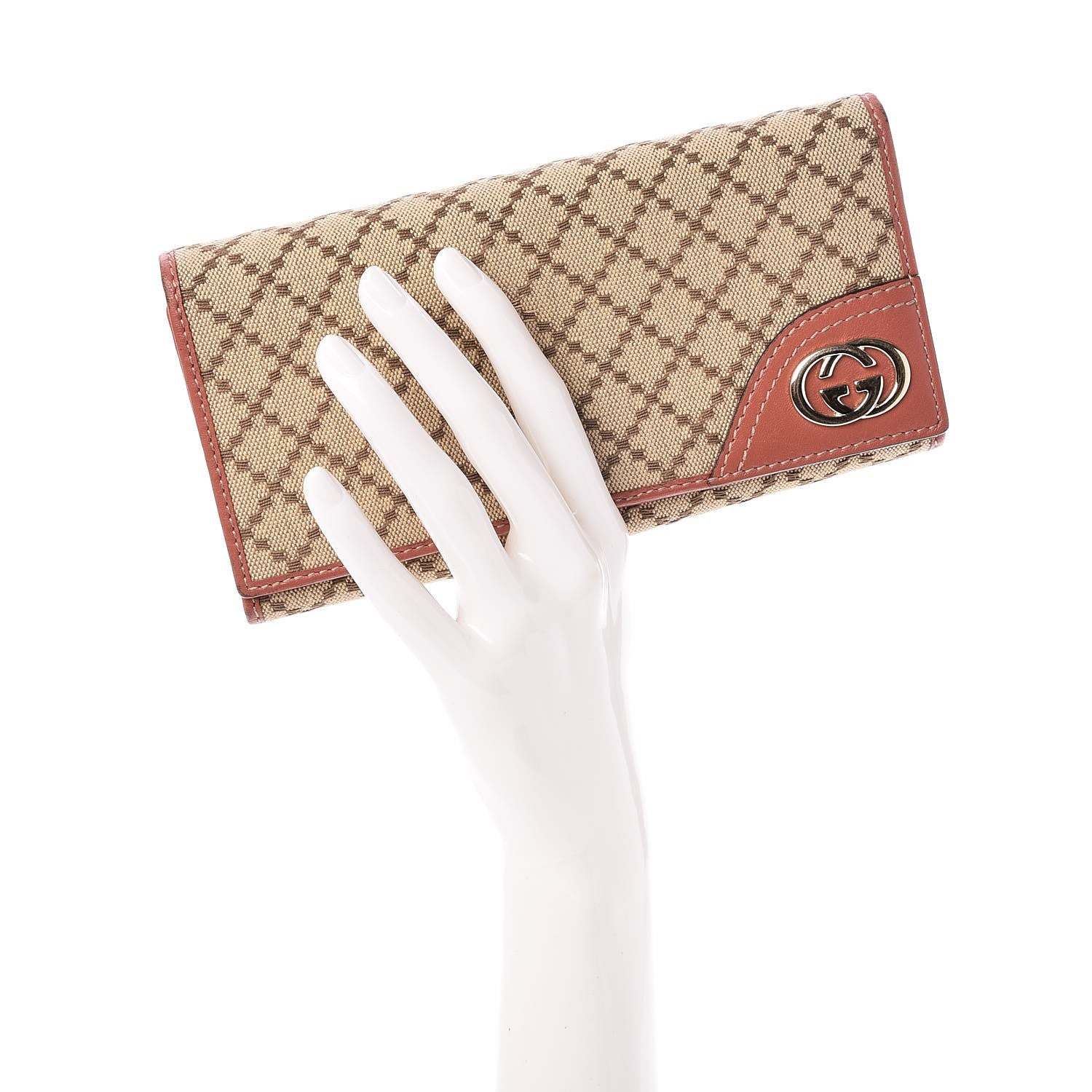 Gucci Diamante New Britt Continental Wallet Coral 2 of 7