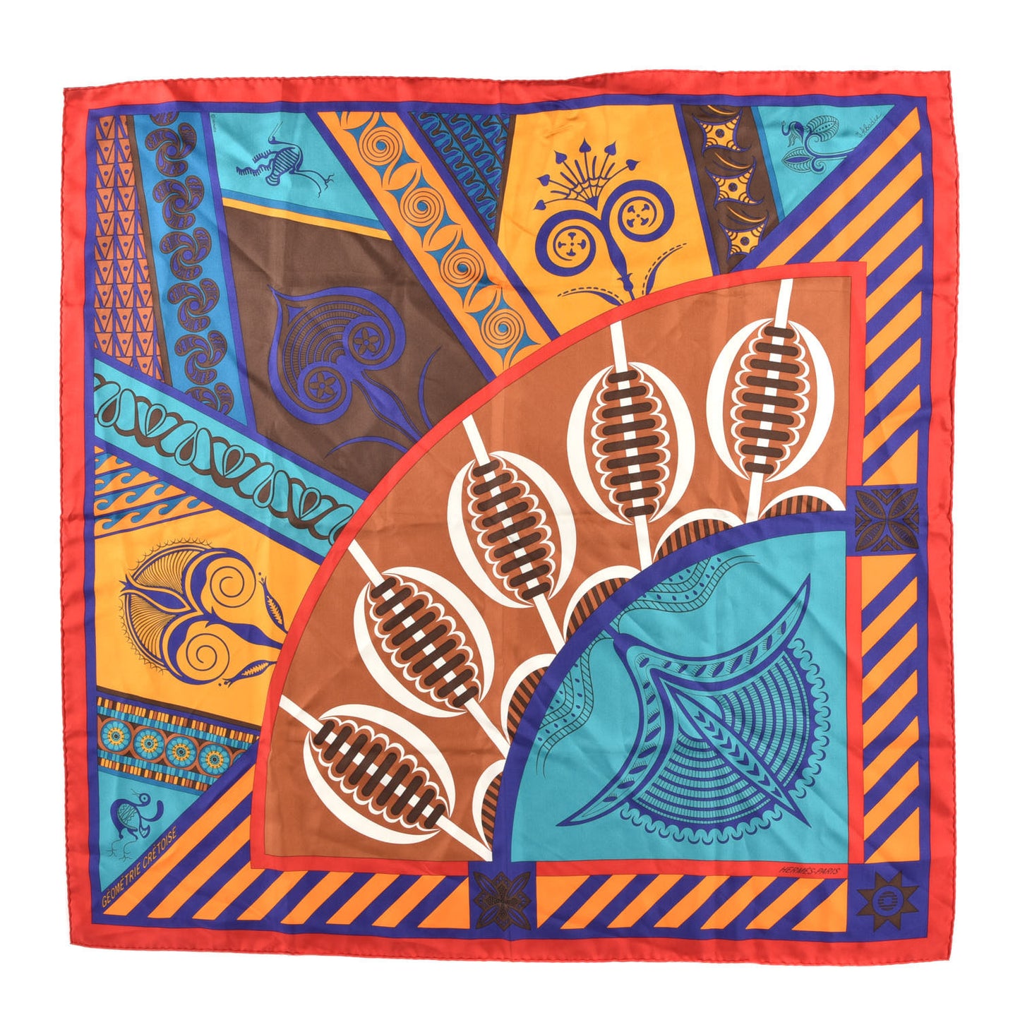 Silk Geometrie Cretoise Scarf 90