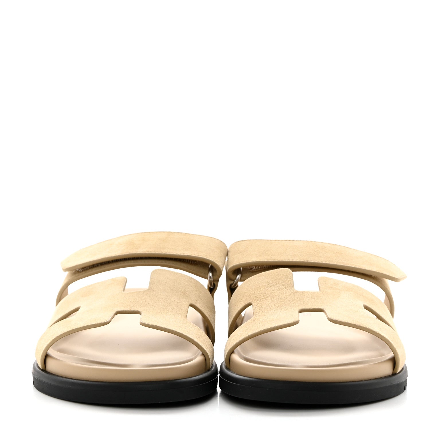 Hermes Suede Goatskin Womens Chypre Sandals 39 Beige Lin 2 of 9