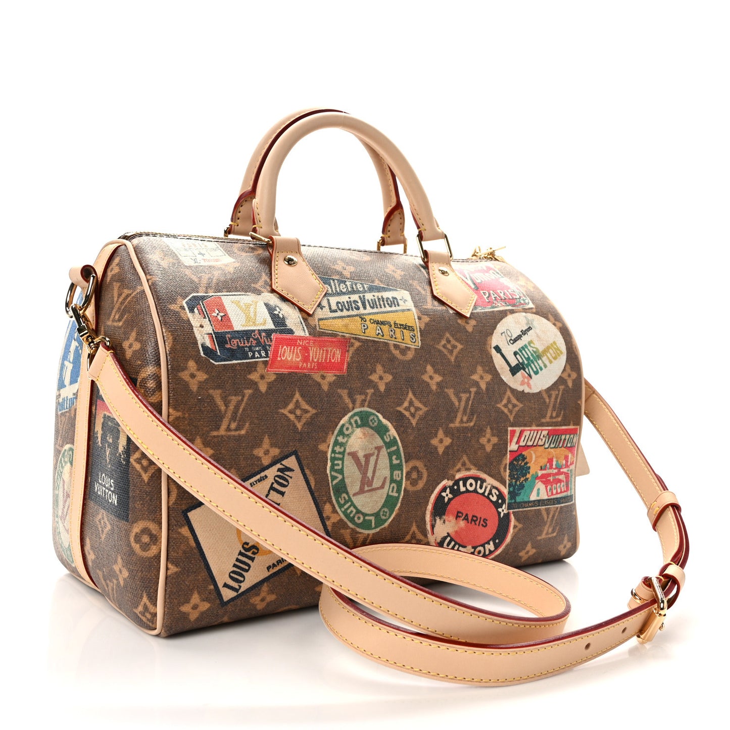 Monogram Hotel Labels Speedy Bandouliere 30