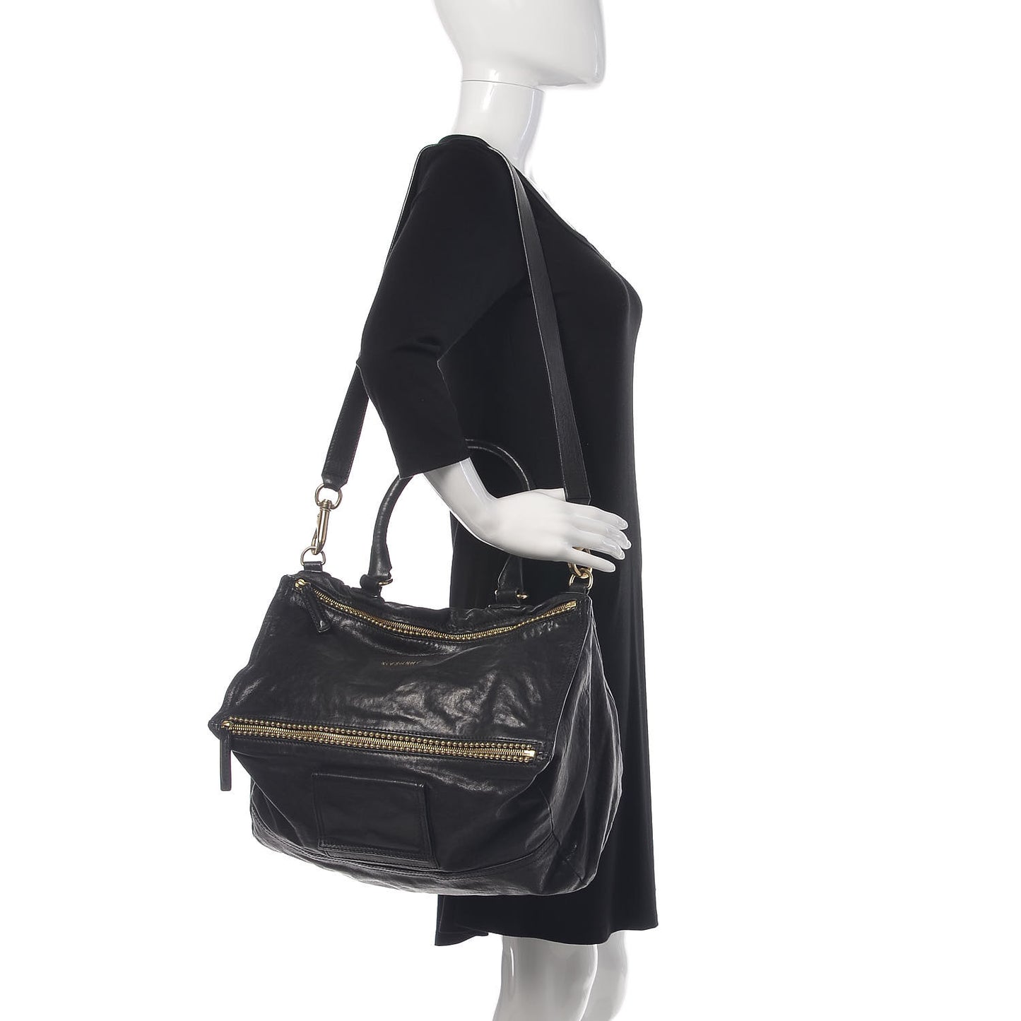 Washed Lambskin Large Studded Pandora Black