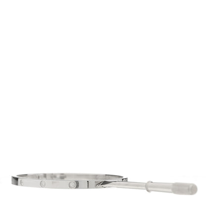 Cartier 18K White Gold 10 Diamond Small LOVE Bracelet 16 7 of 8