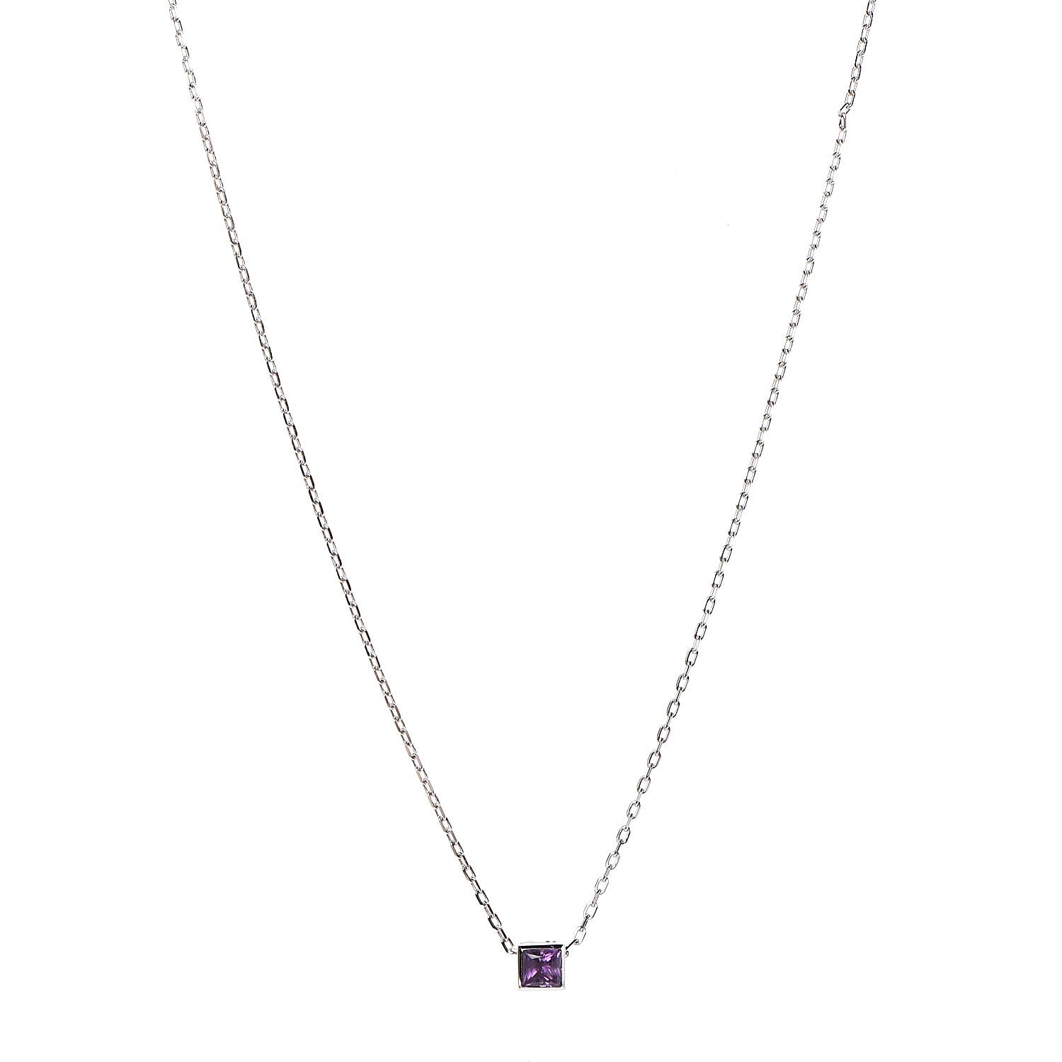 Gucci 18K White Gold Amethyst Cube Pendant Necklace 1 of 7