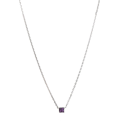Gucci 18K White Gold Amethyst Cube Pendant Necklace 1 of 7