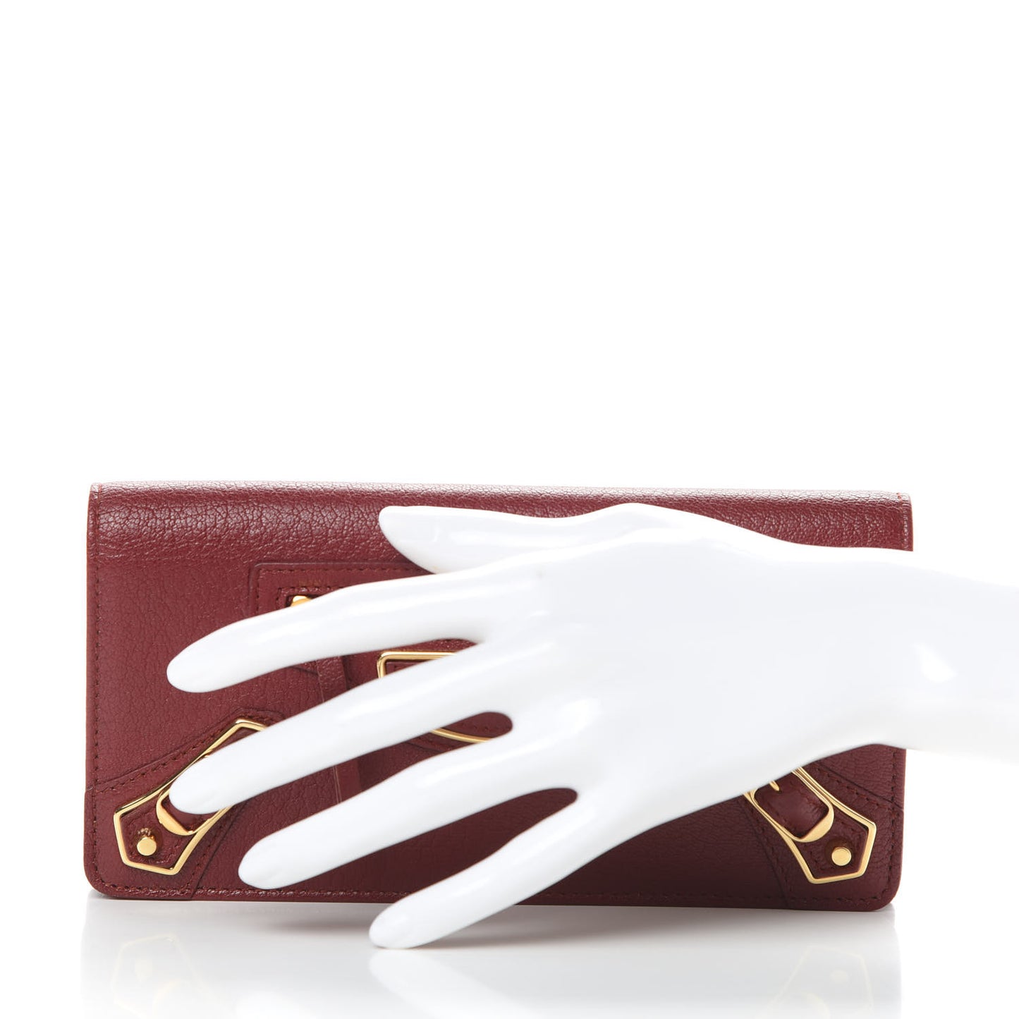 Chevre Gold Metallic Edge Hardware Money Wallet Bordeaux