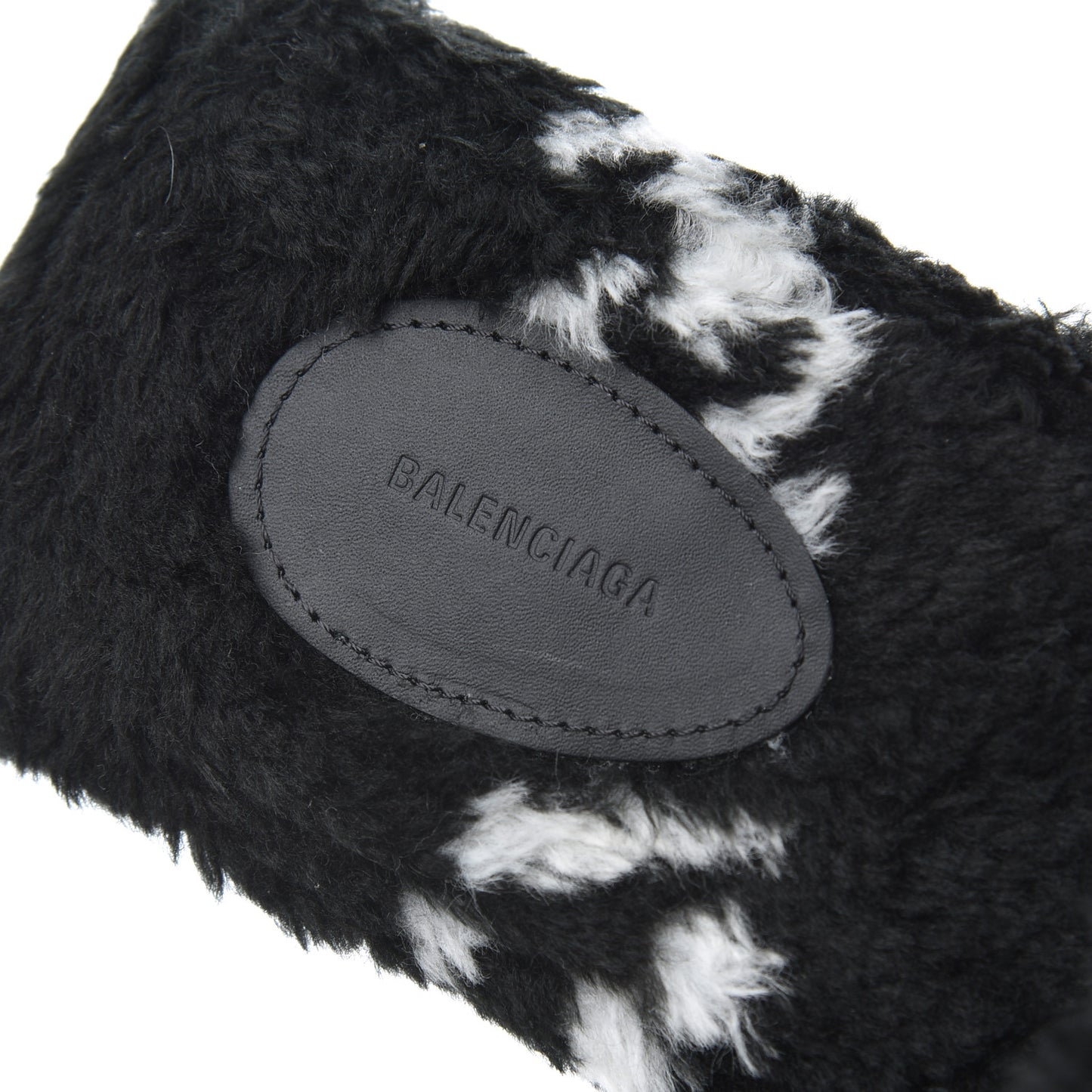 Fur Slide Sandals 37.5 Black White