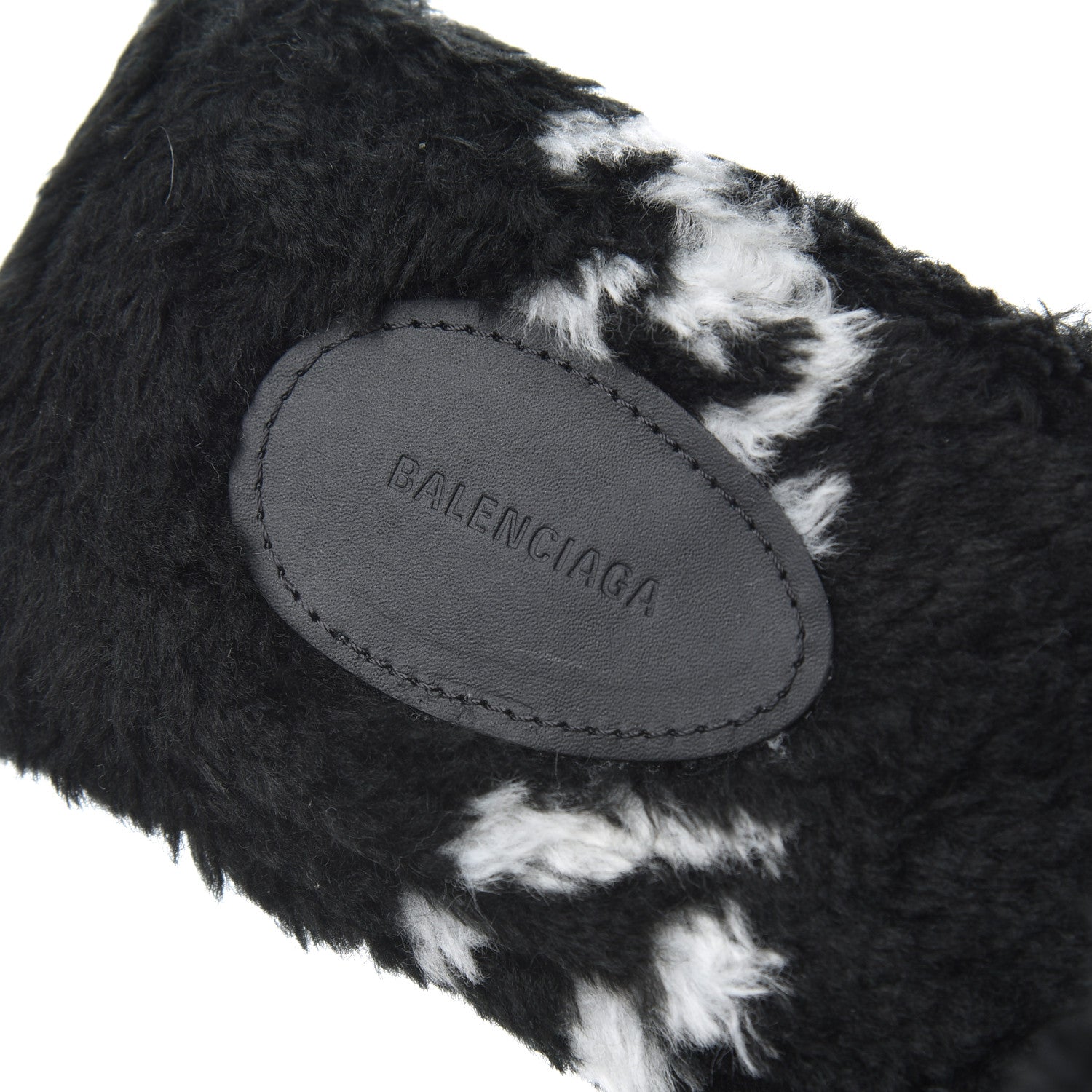 Balenciaga Fur Slide Sandals 37.5 Black White 6 of 9