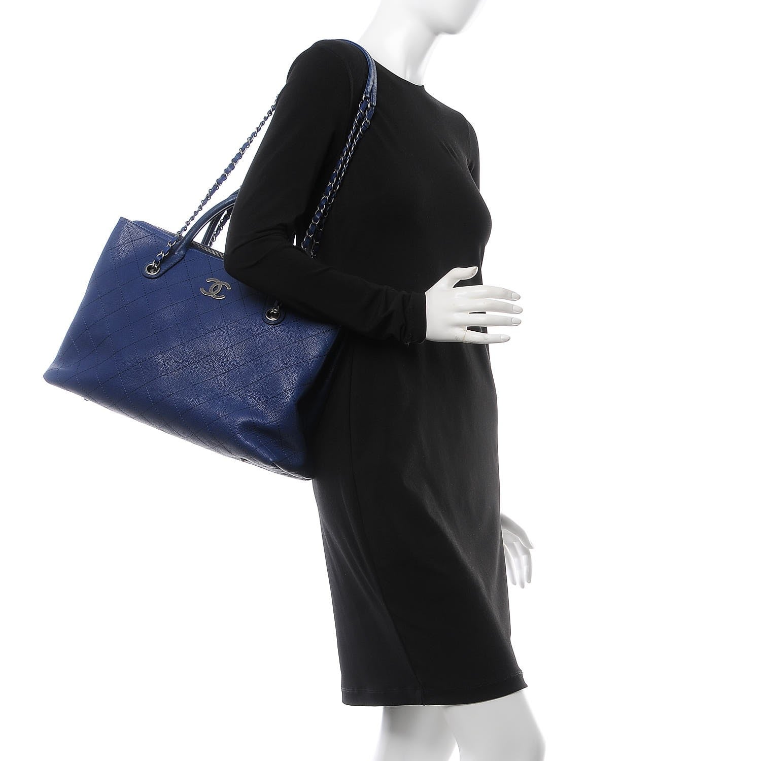Chanel Grained Vegetal Calfskin Urban Shopping Tote Blue 2 of 7