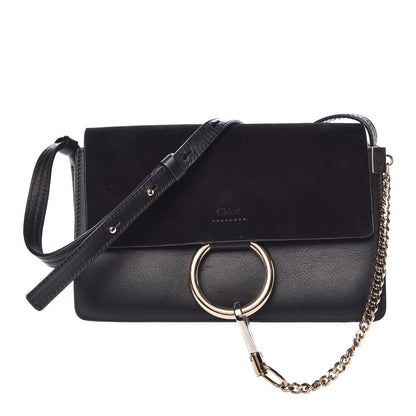 Chloe Suede Calfskin Small Faye Shoulder Bag Black 1 of 11
