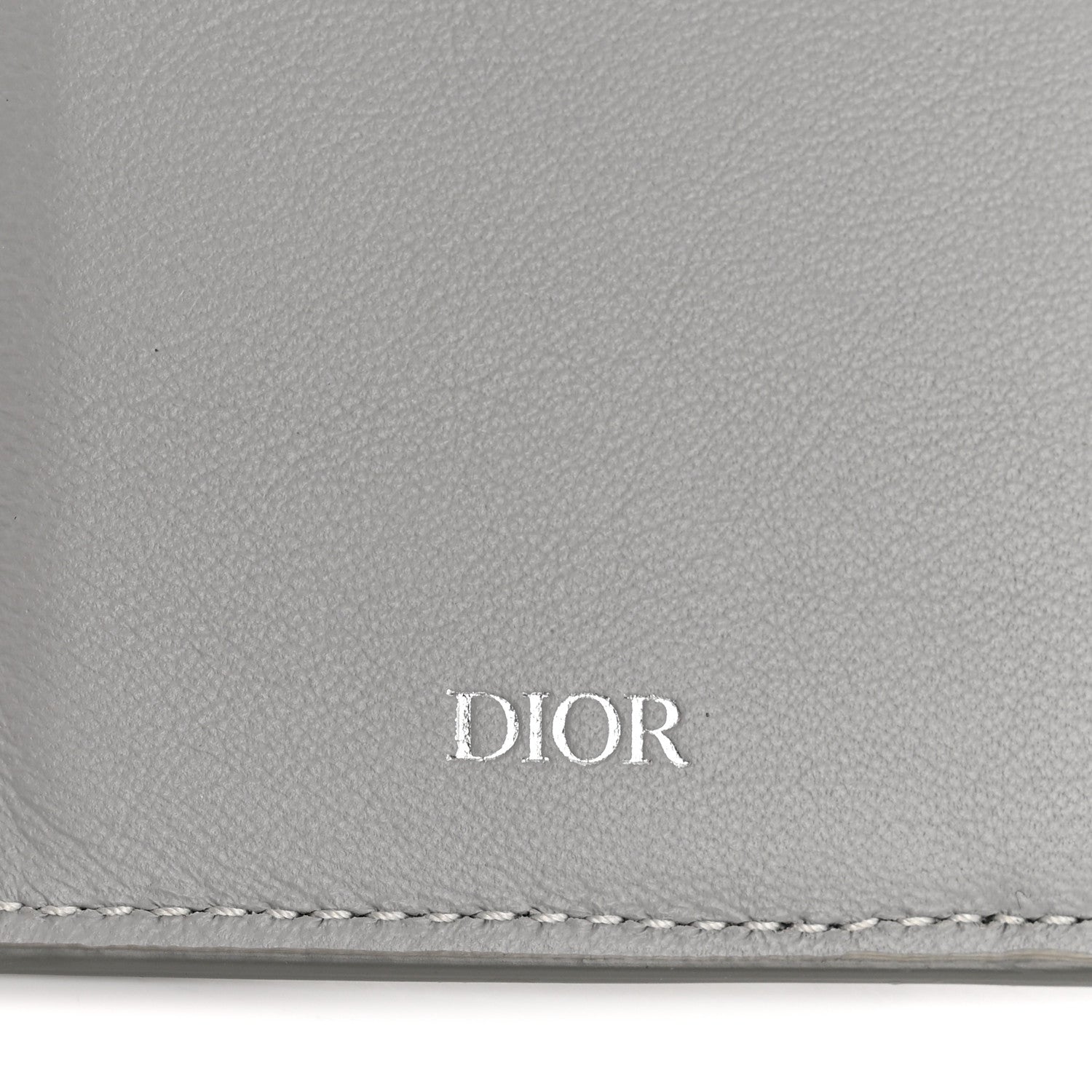 Christian Dior Calfskin CD Diamond Canvas Passport Holder Grey