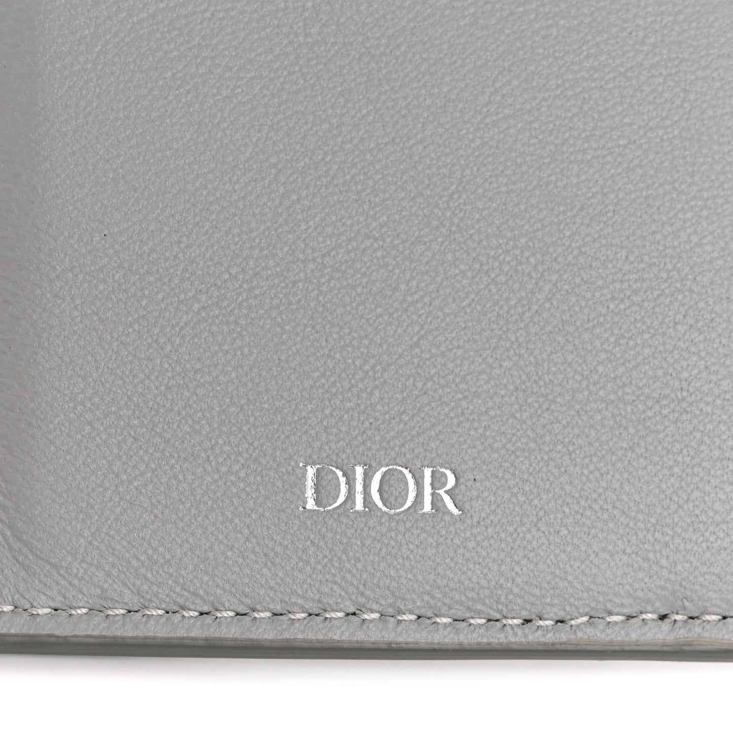 Calfskin CD Diamond Canvas Passport Holder Grey