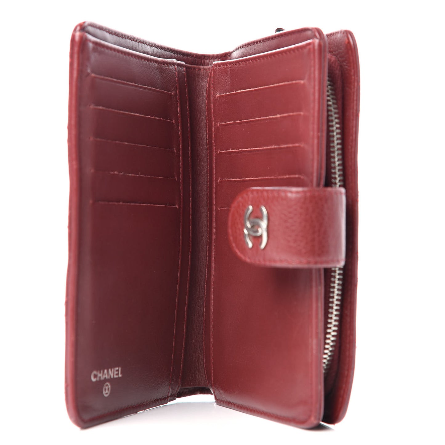 Caviar Quilted Zipped Pocket Wallet Red