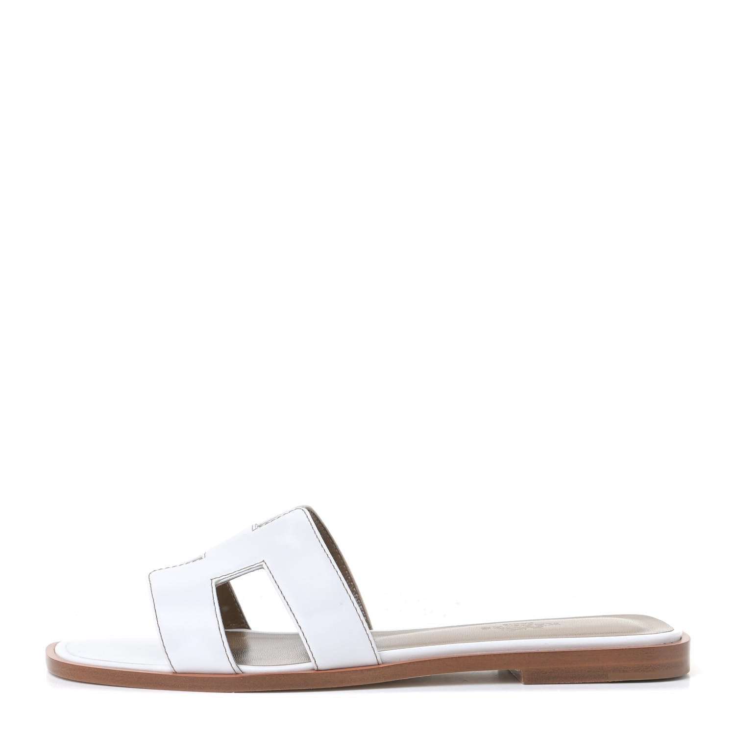 Hermes Box Calfskin Oran Sandals 37 White 1 of 11