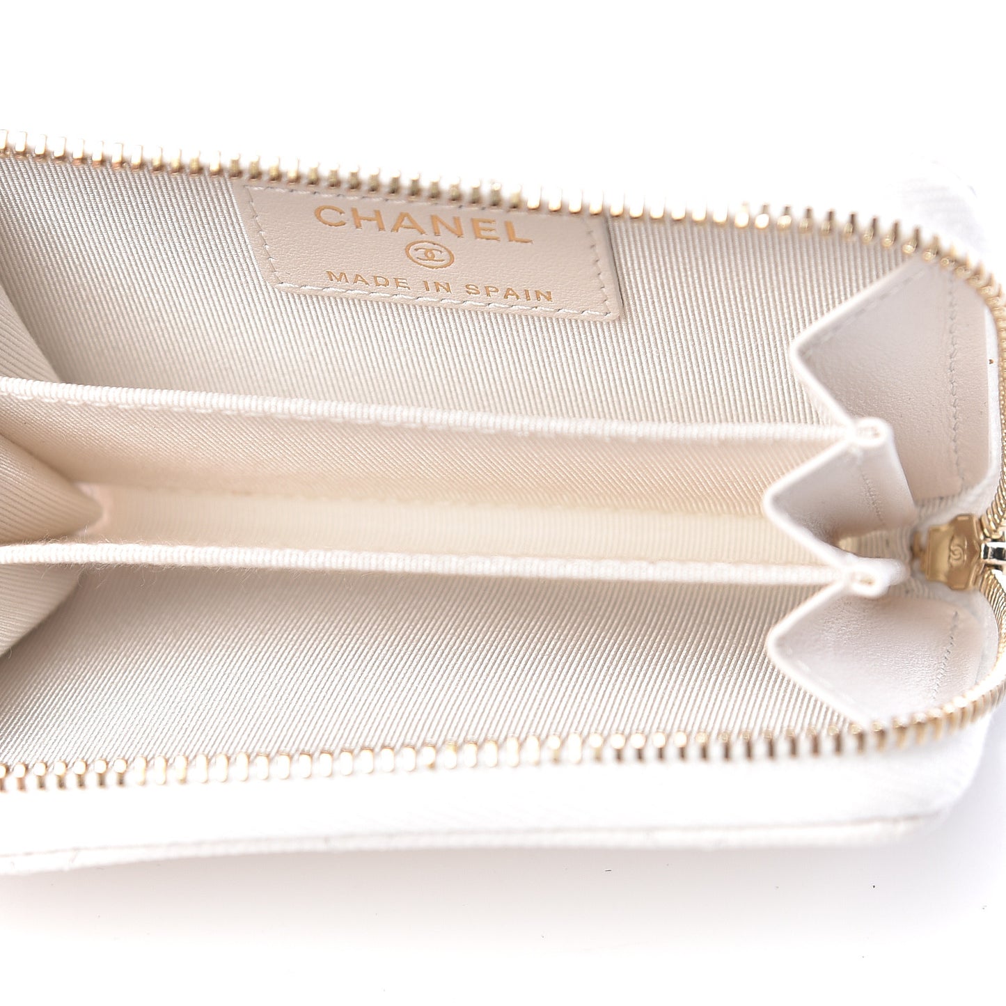 Caviar Quilted Zip Coin Purse White