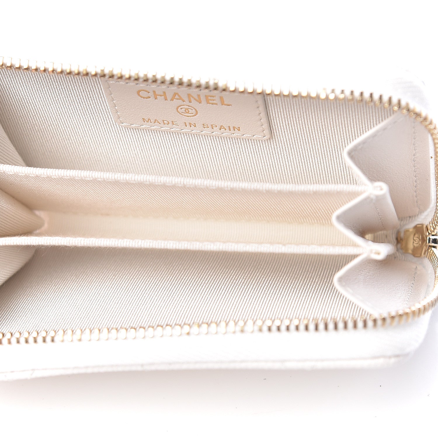 Chanel Caviar Quilted Zip Coin Purse White 5 of 8