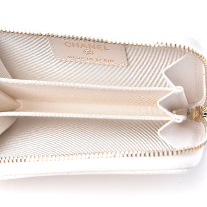 Chanel Caviar Quilted Zip Coin Purse White 5 of 8
