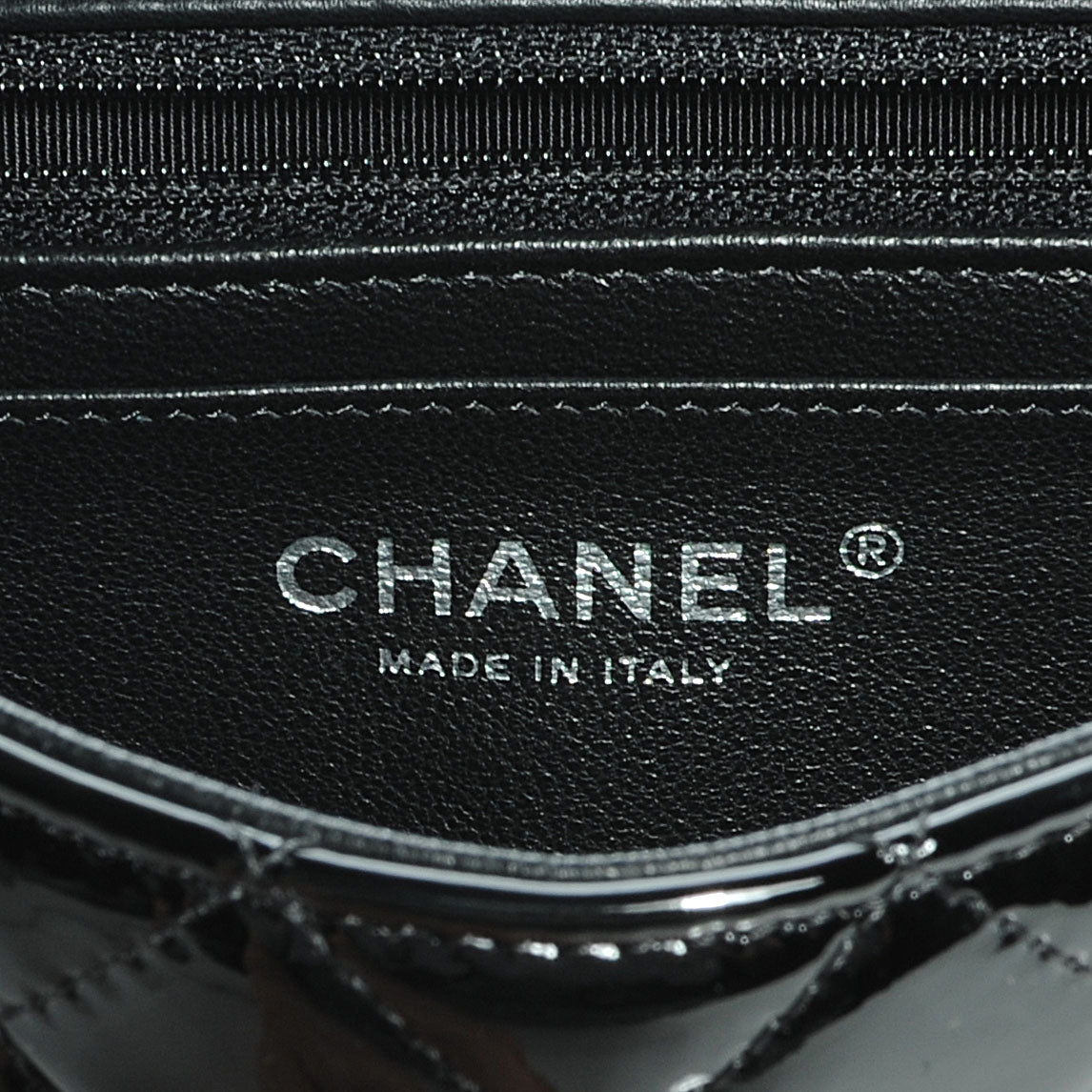 Patent Quilted Mini Flap Black