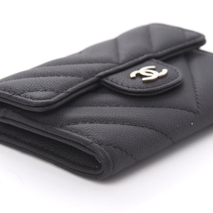 Chanel Matte Caviar Chevron Quilted Flap Card Holder Black 6 of 12