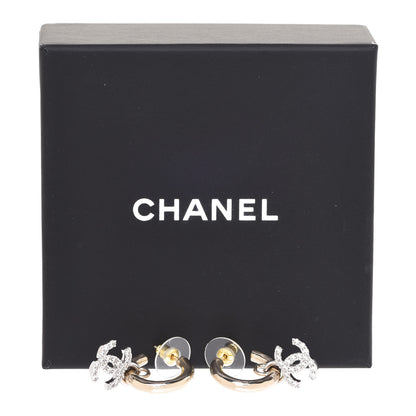Chanel Metal Crystal CC Hoop Drop Earrings Gold 5 of 5